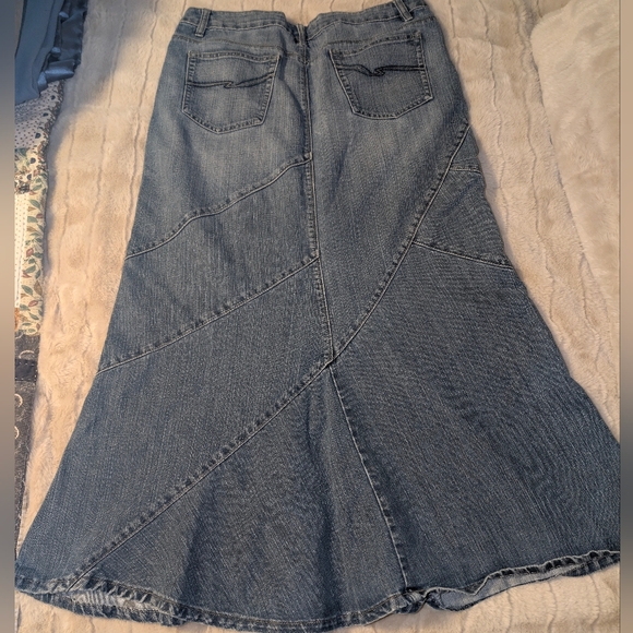 Baccini Long Denim Jean Skirt Maxi Flare - Picture 3 of 5